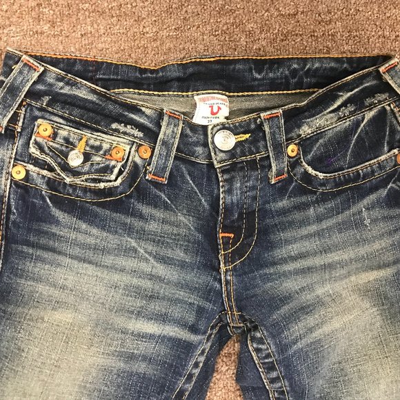 True Religion boot cut womans denim blue jeans 27 vintage